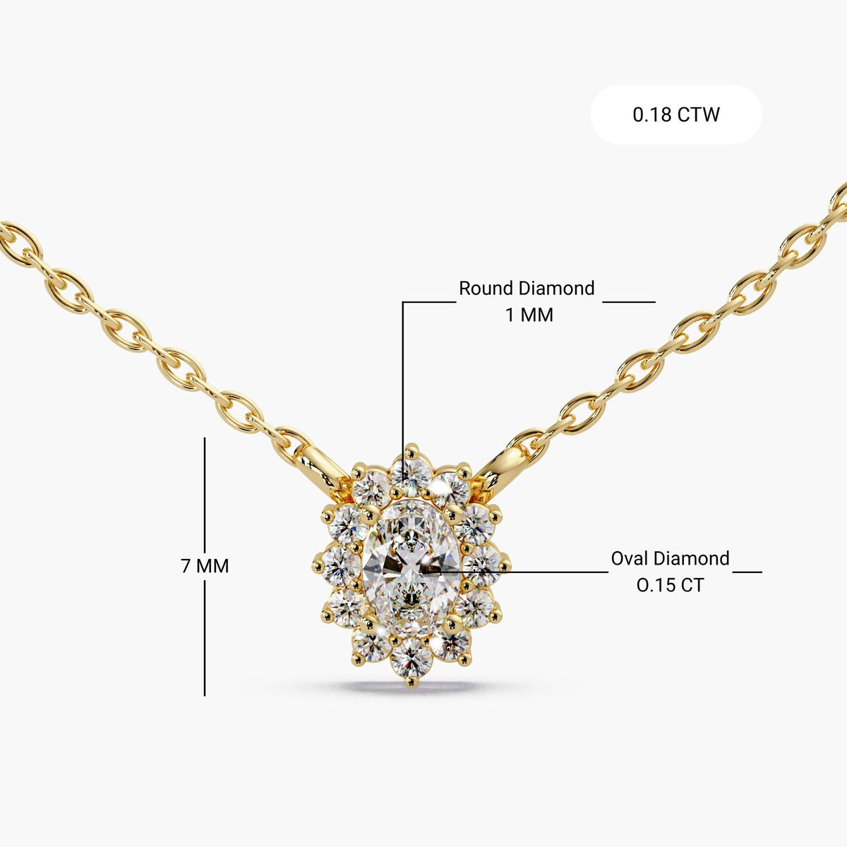 Dainty Oval Halo Diamond Pendant, Sunburst Halo Necklace, 14K Gold Lab Diamond Necklace