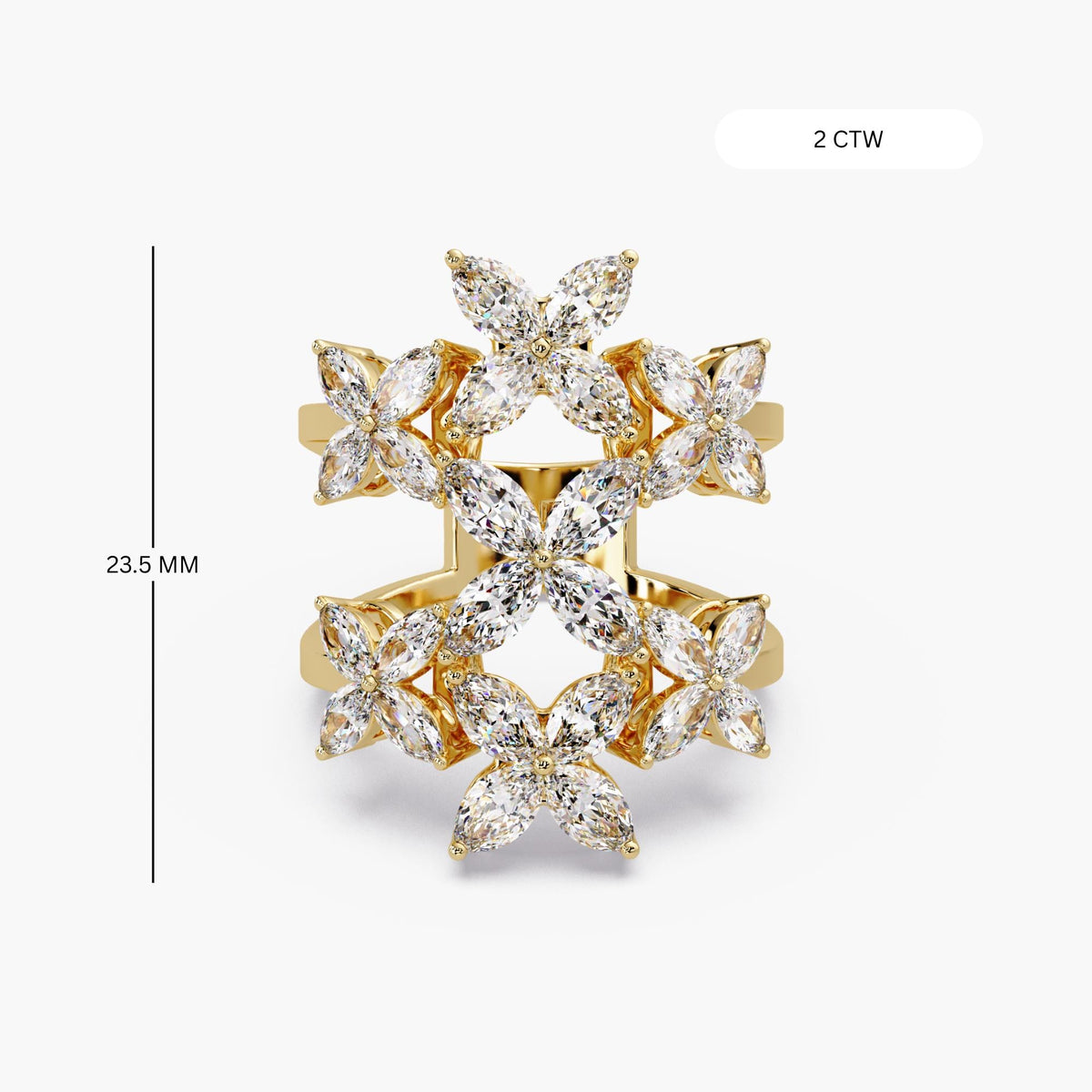 marquise cluster ring/open floral diamond ring/14k gold statement ring/multi flower diamond ring/occasion ring