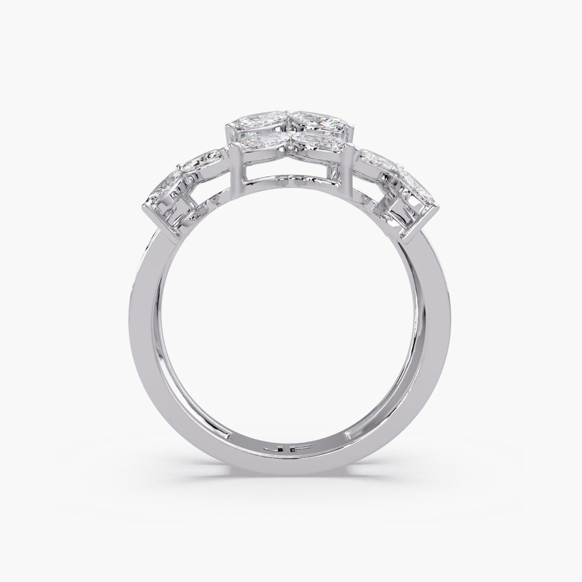 white gold marquise flower ring/lab diamond floral cluster ring/statement cocktail ring/bold floral diamond ring