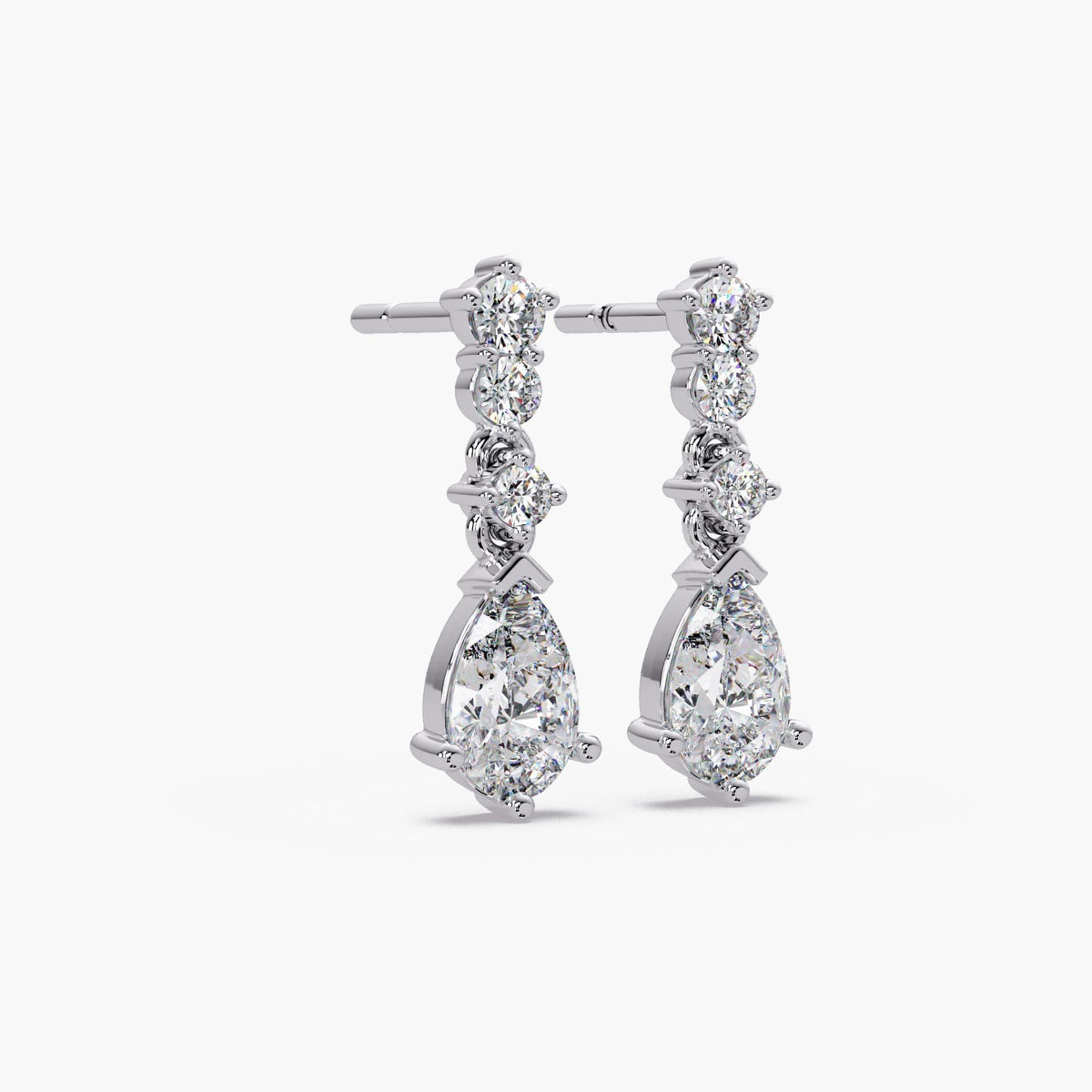 14k white gold lab diamond earrings / pear and round diamond earrings / diamond drop stud earrings / elegant diamond dangle earrings / bridal diamond earrings / fine jewelry earrings