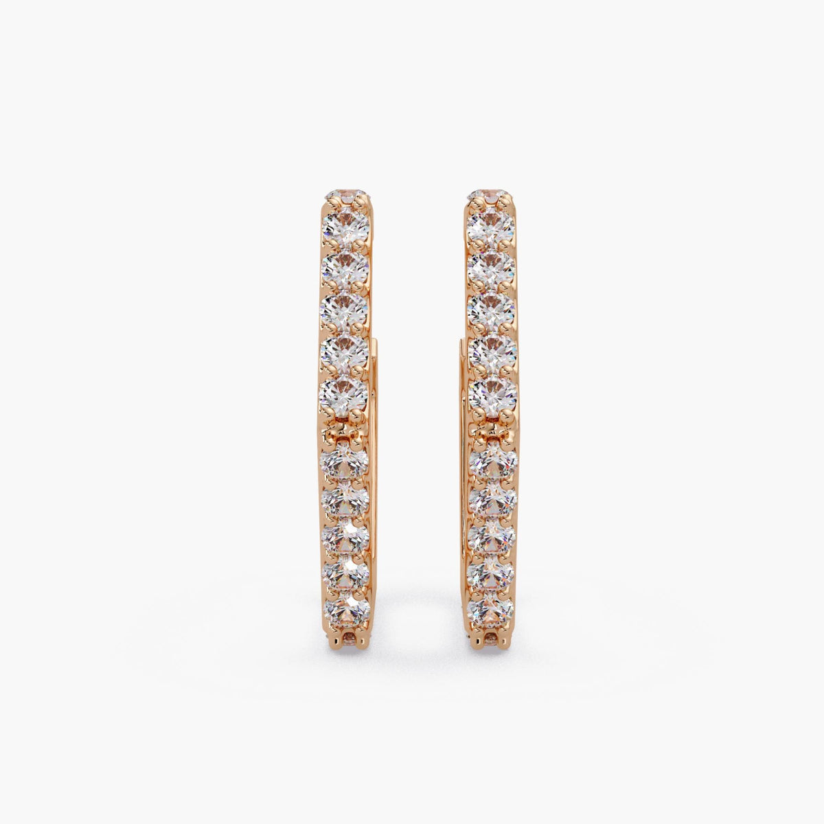 rose gold diamond hoop earrings / geometric diamond huggies / lightweight pave hoops / structured gold hoops / fine jewelry earrings