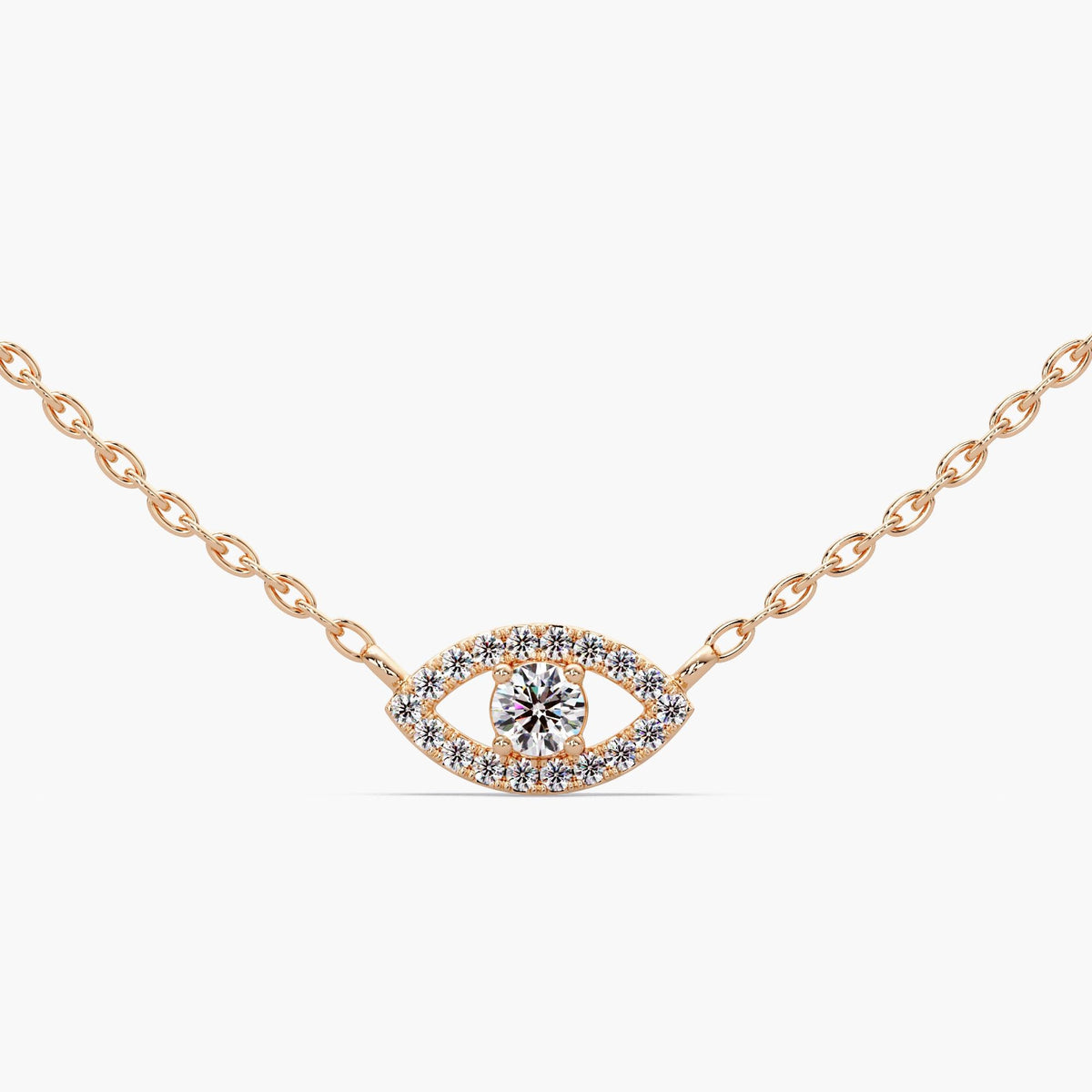 rose gold evil eye necklace/14k rose gold diamond pendant/lab diamond nazar necklace/protection jewelry gift