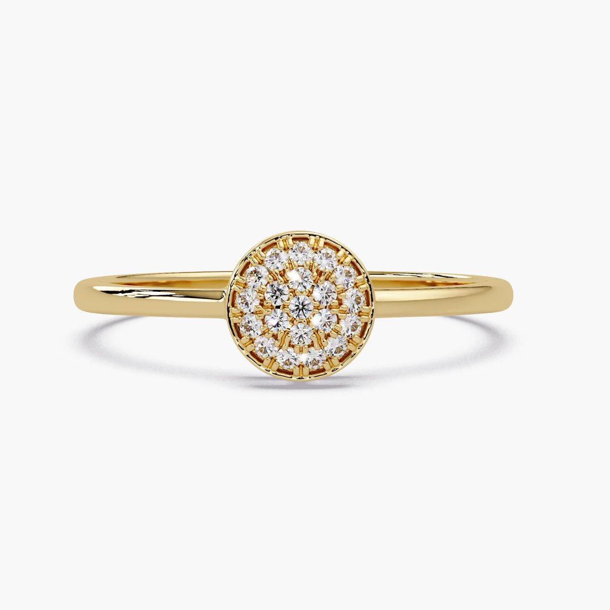 14k yellow gold pave diamond signet ring/natural diamond cluster ring/diamond pinky ring/dainty minimalist stackable ring