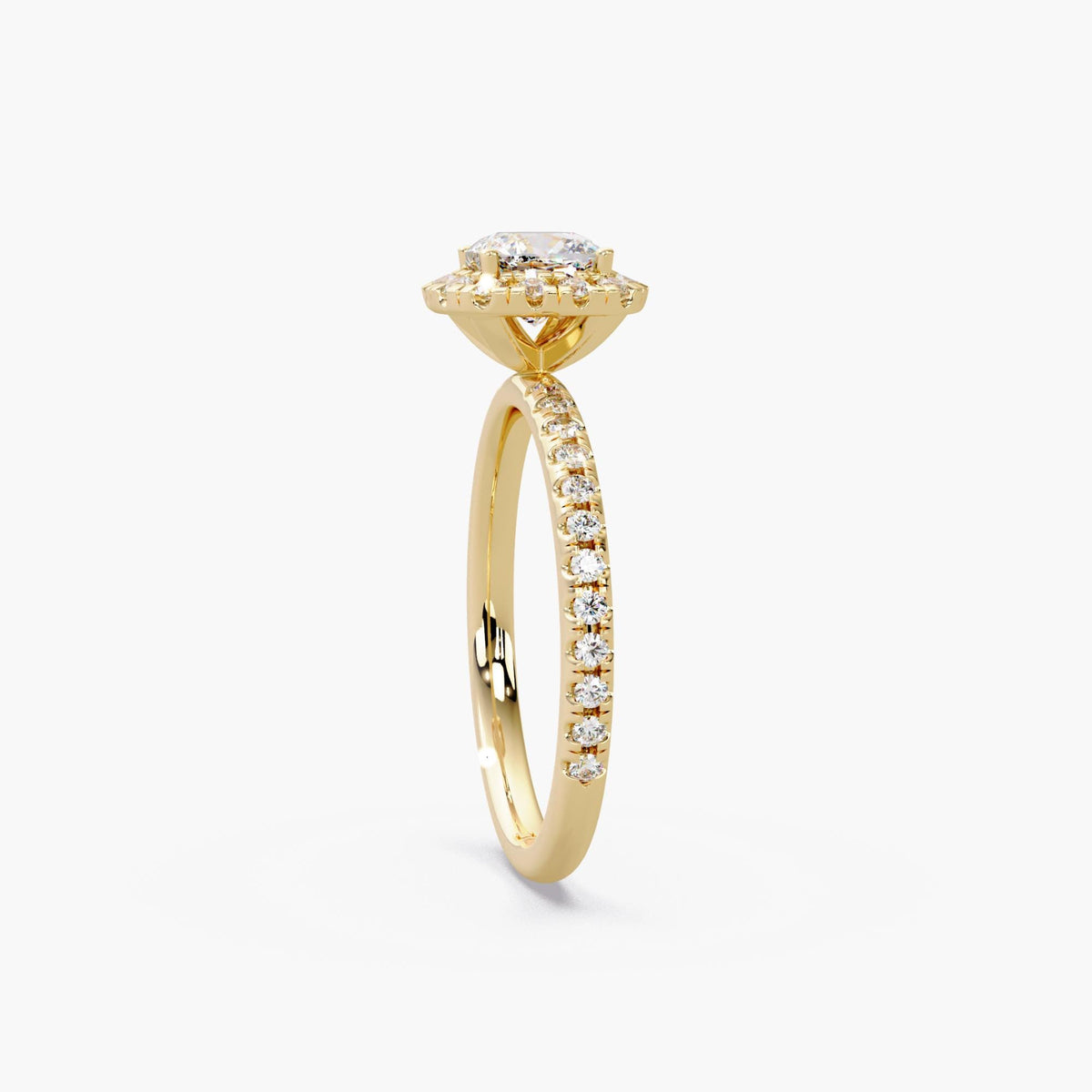 14k yellow gold cushion halo ring/cushion cut pave engagement ring/lab diamond halo ring