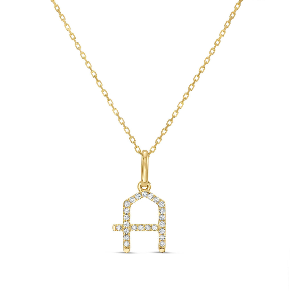 14K Diamond Initial Pendant: Solid Gold Letter Charm, Natural Diamond F VS