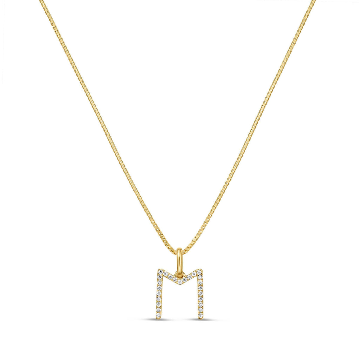 14K Diamond Initial Pendant: Solid Gold Letter Charm, Natural Diamond F VS