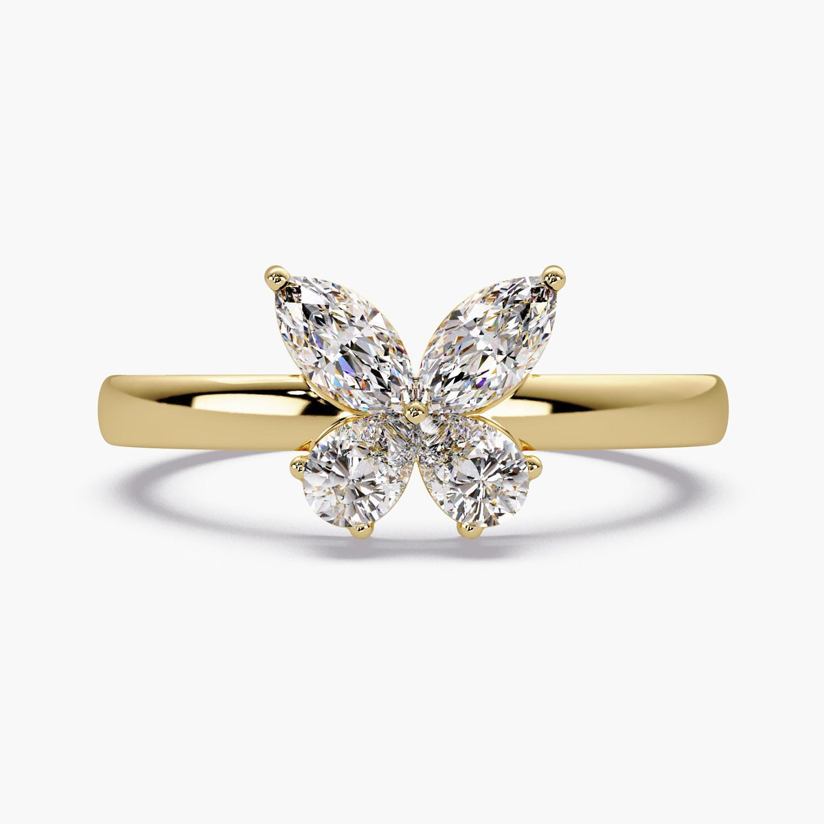 butterfly diamond ring/lab diamond butterfly ring/14k gold butterfly ring/marquise pear diamond ring/nature inspired jewelry