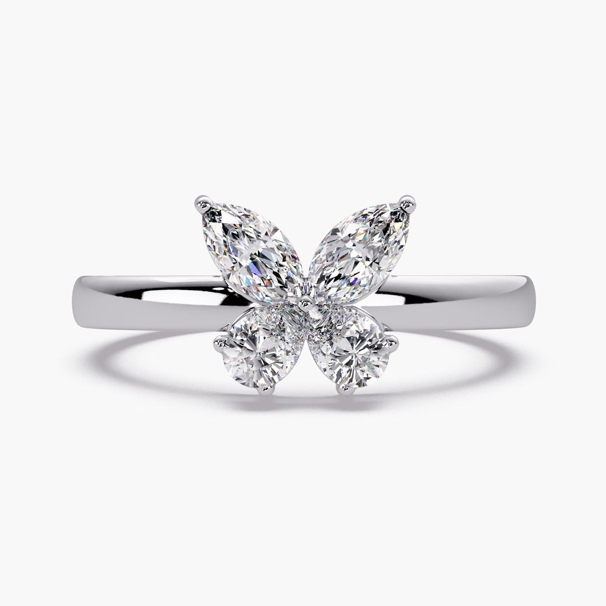white gold butterfly ring/luxury diamond ring/butterfly jewelry gift/minimalist diamond style/fashion jewelry ring