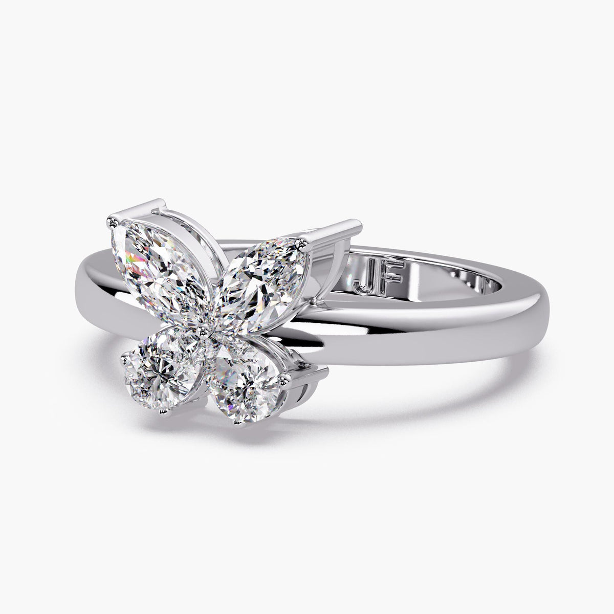 white gold butterfly ring/luxury diamond ring/butterfly jewelry gift/minimalist diamond style/fashion jewelry ring