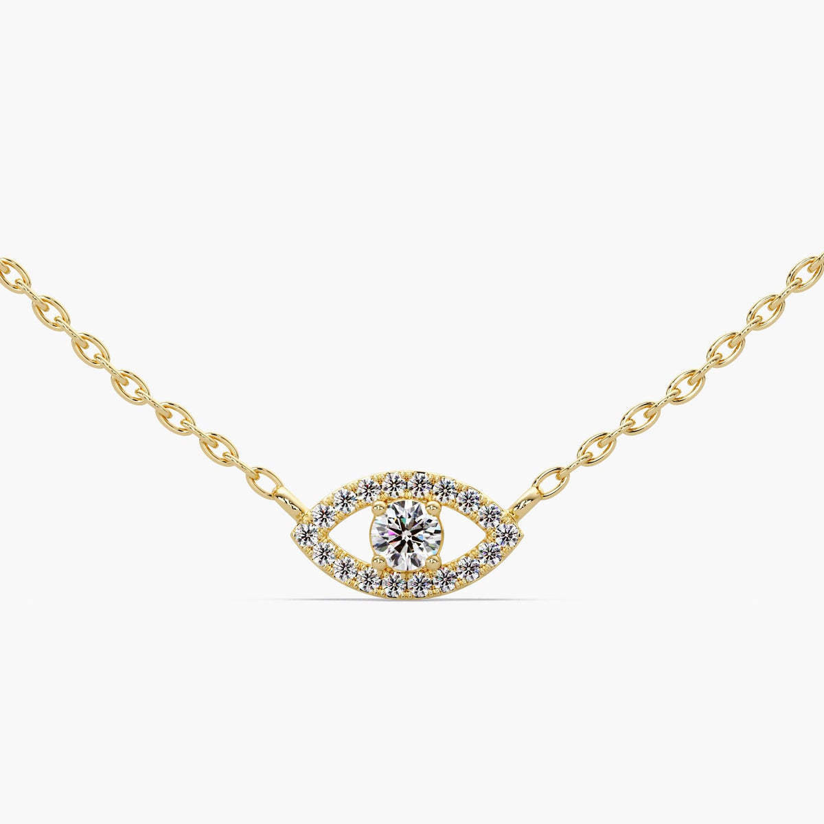 diamond evil eye necklace/14k gold evil eye necklace/lab grown diamond nazar pendant/dainty protection necklace/minimalist eye necklace