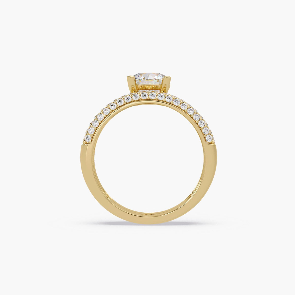 Round cut lab diamond bridal set in 14K gold with classic solitaire setting