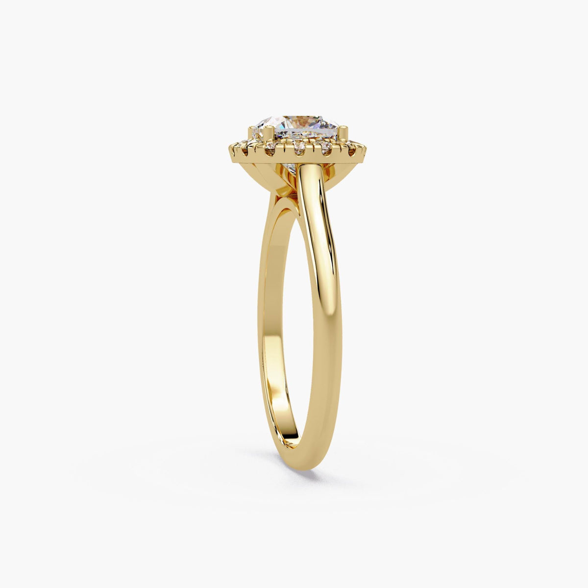 1.5 CTW Cushion Halo Engagement Ring, 14K Gold Cushion Cut Lab Diamond Ring, IGI Certified