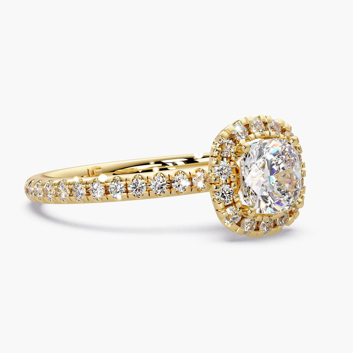 cushion halo engagement ring/14k gold pave lab diamond ring/square cushion engagement ring