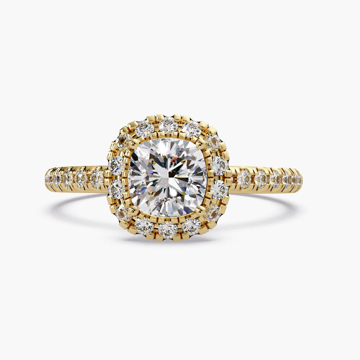 cushion cut halo ring/lab grown diamond engagement ring/pave band cushion ring