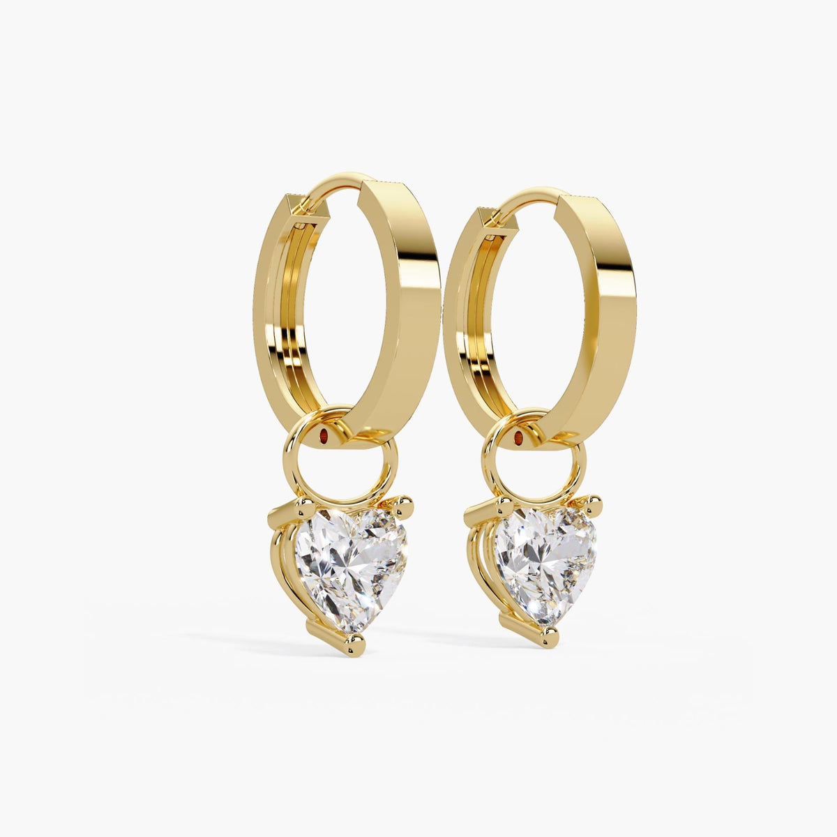 Heart Lab Diamond Drop Earrings Charm / Diamond Earrings Dangle / Dangle Earrings 14K / Solitaire Earring Charm / Lab Grown Dangling Diamond
