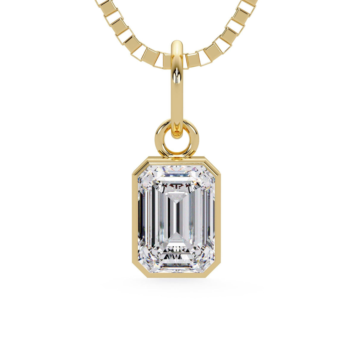 Emerald Cut Lab Grown Diamond Pendant Size
