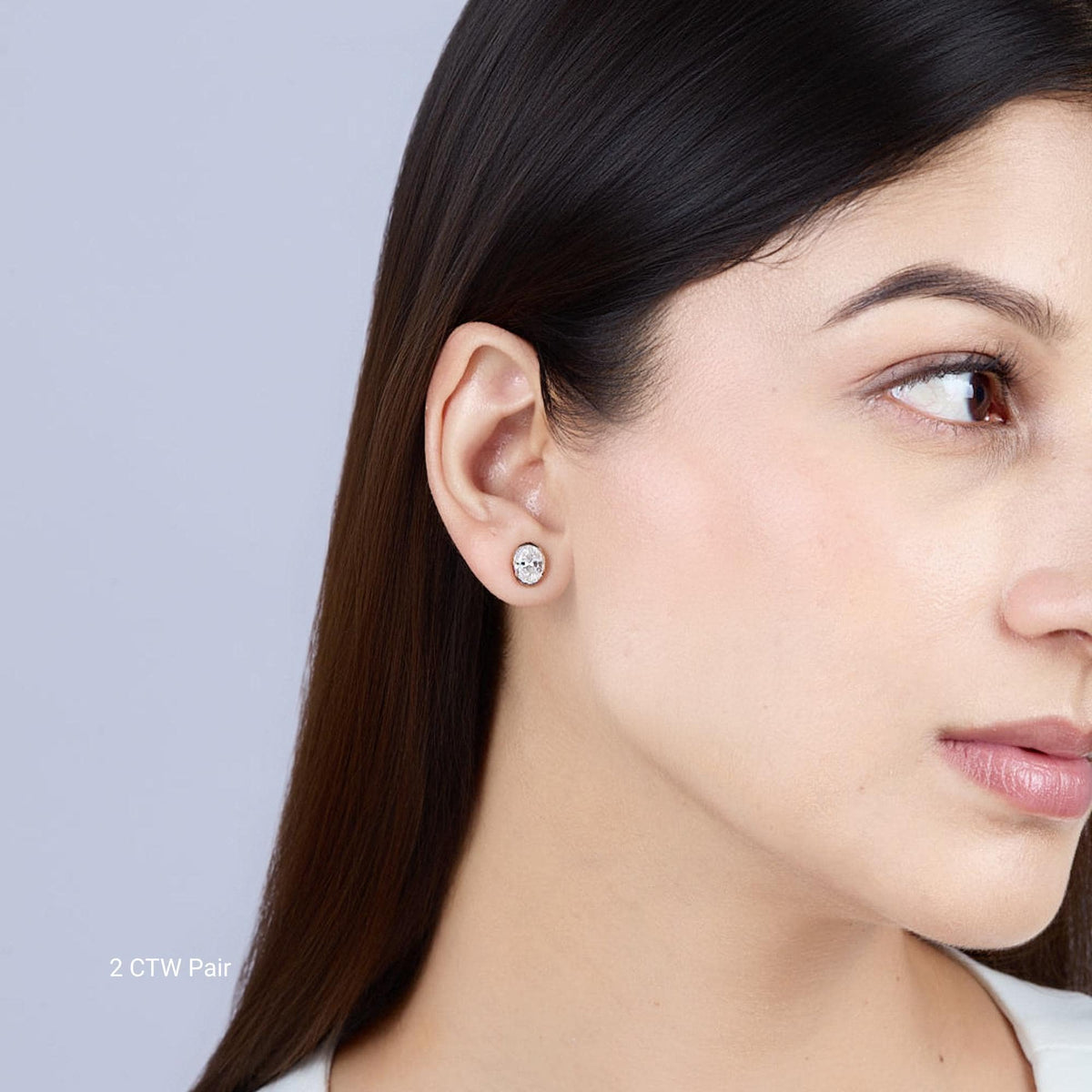 Oval Shape Diamond Studs, 14k Gold Bezel Set Stud Earrings, Oval Lab Grown Diamond Studs, Low Profile Earrings, Bridal Birthday Jewelry Gift