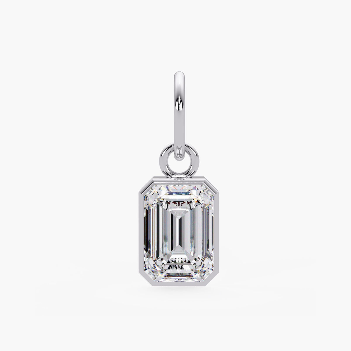 White Gold Emerald Cut Diamond Pendant Necklace