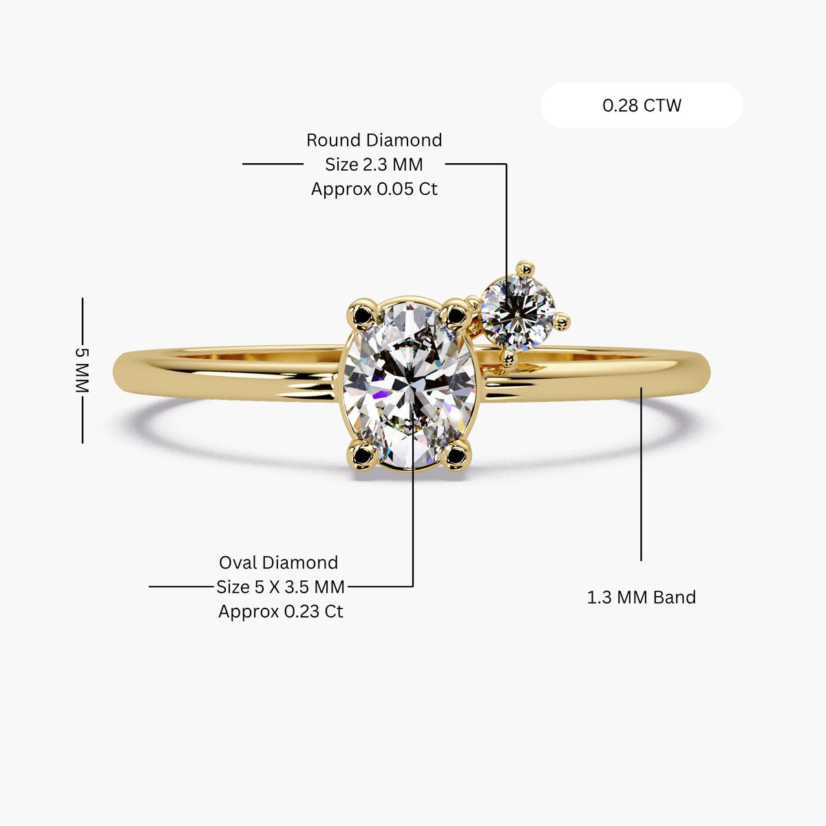 0.28 CT Oval Lab Grown Diamond Engagement Ring, 14K Solid Gold Solitaire Ring, Oval Diamond Ring, Promise Ring, VS+ EF Diamond Ring