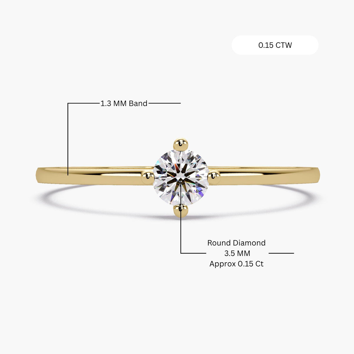 0.15 CT Round Natural Diamond Engagement Ring, 14K Gold Solitaire Ring, Promise Ring, Minimalist Diamond Ring, VS+ EF Diamond