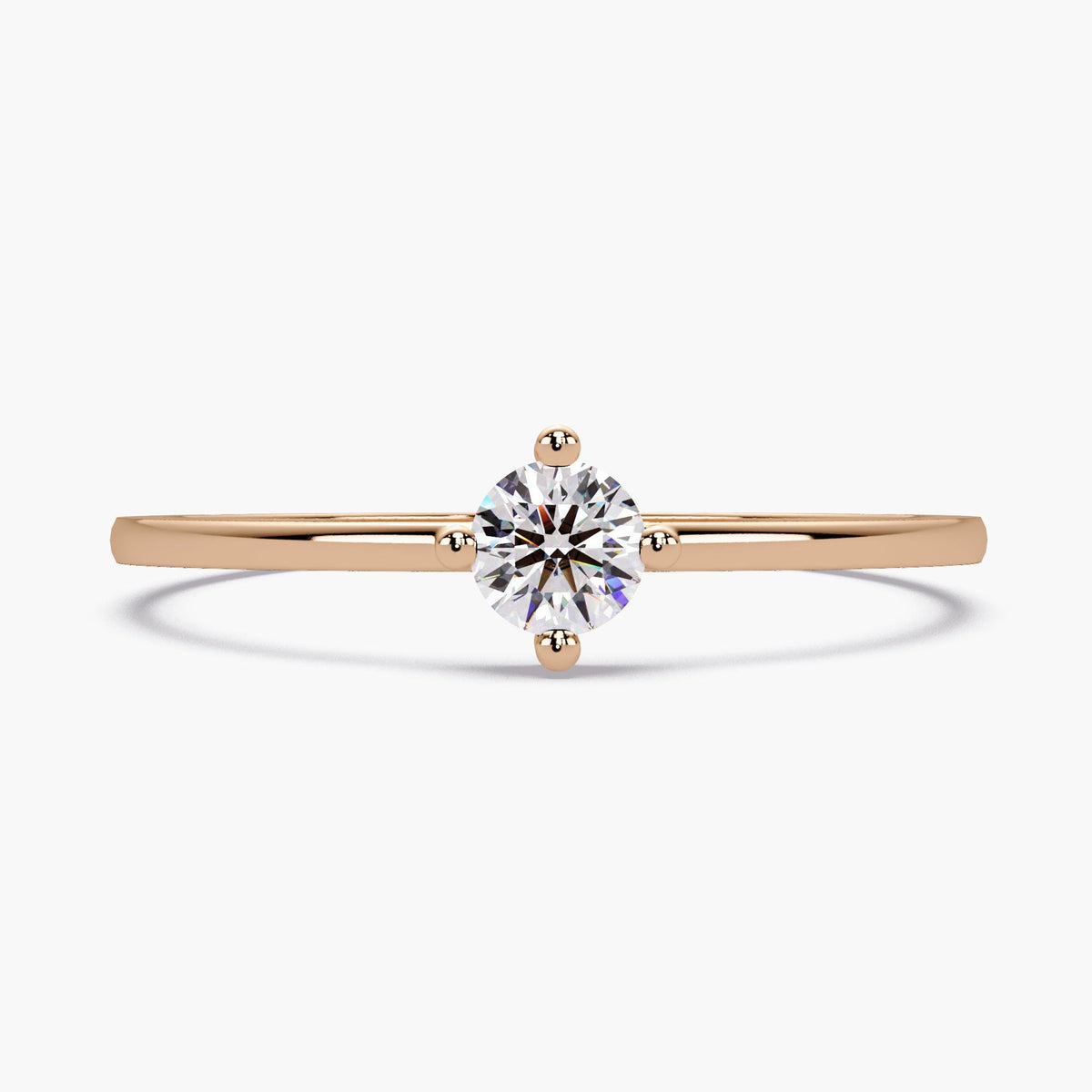 0.15 CT Round Natural Diamond Engagement Ring, 14K Gold Solitaire Ring, Promise Ring, Minimalist Diamond Ring, VS+ EF Diamond