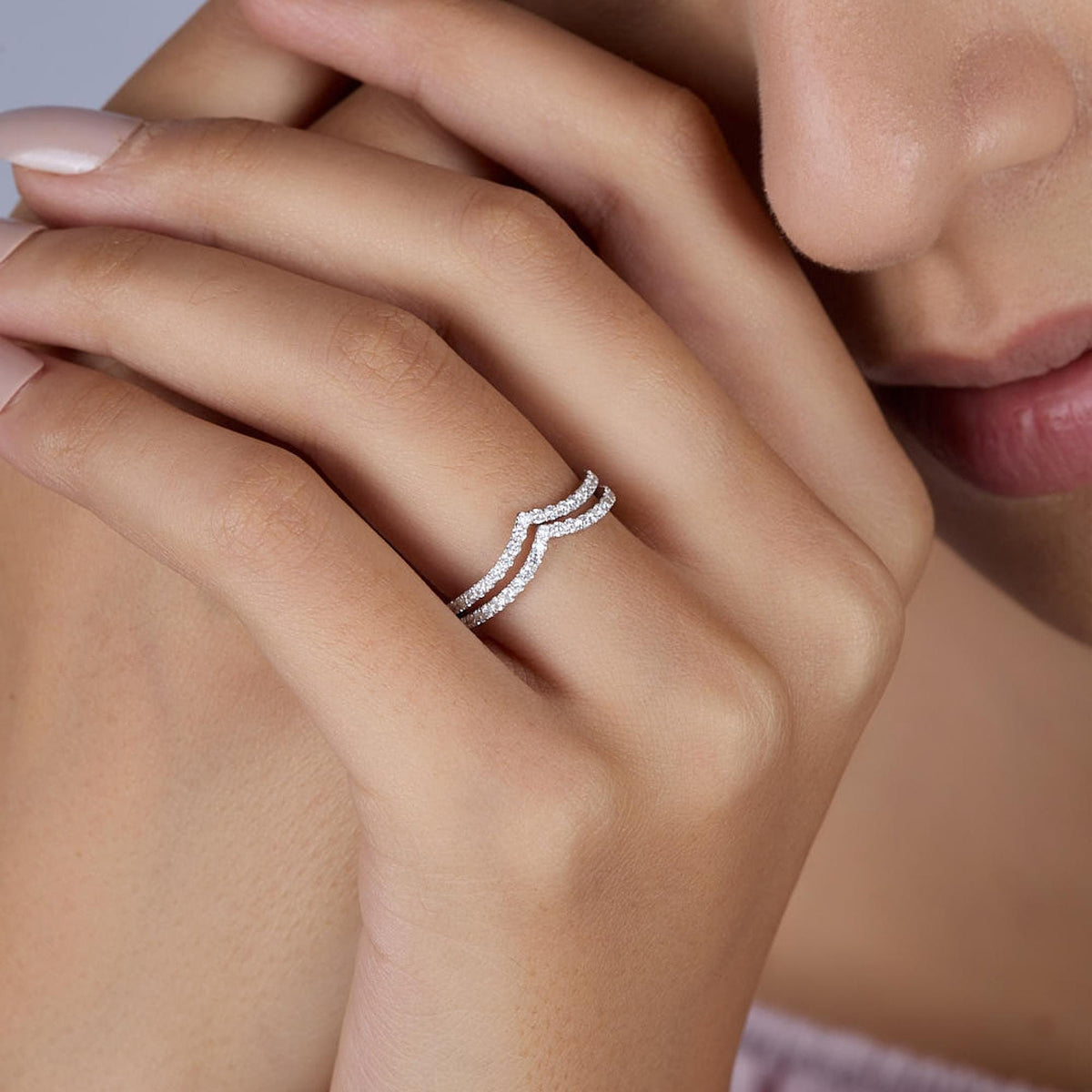 14K Gold V-Shaped Natural Diamond Enhancer Ring, 0.25 CTW
