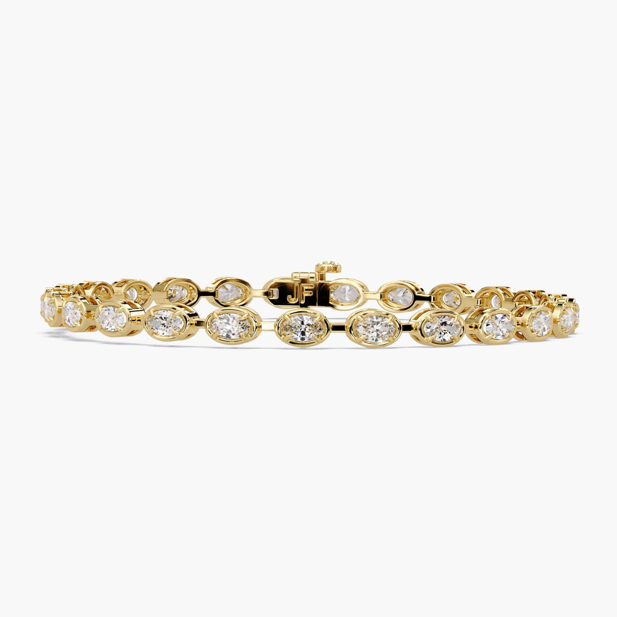 14K gold oval tennis bracelet with 4x3 mm oval lab grown diamonds