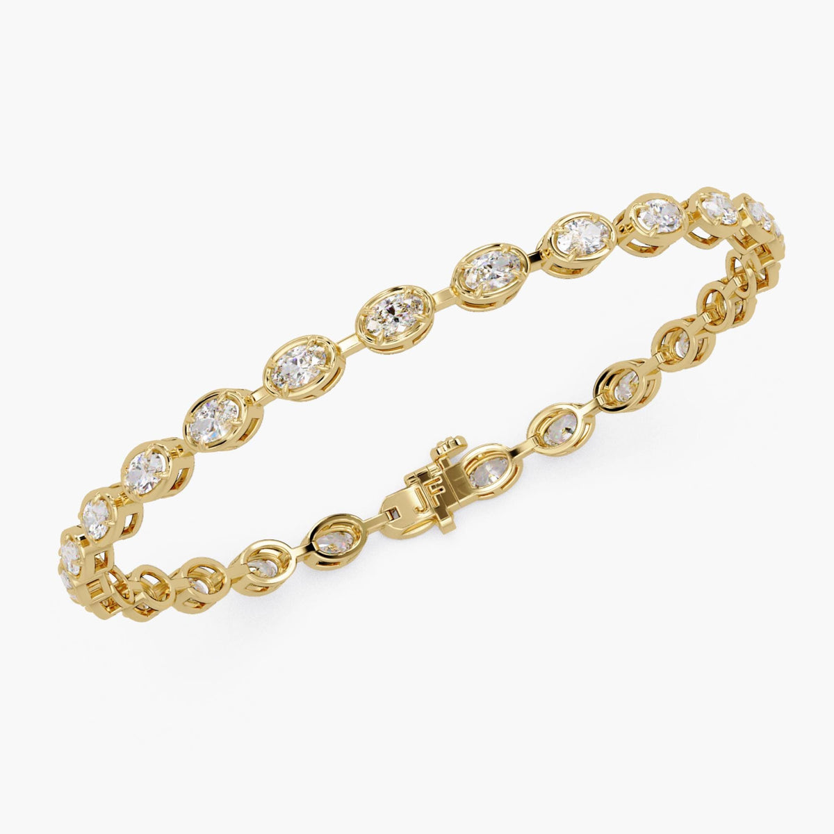 Oval bezel diamond bracelet with 3.75 carat total weight and secure clasp
