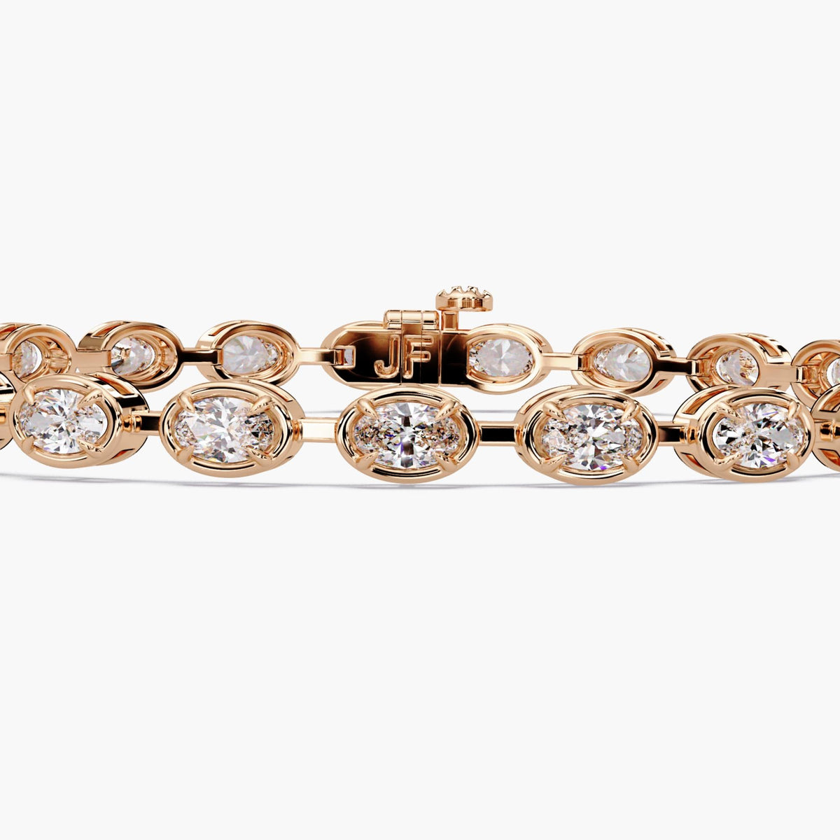Rose gold oval diamond bracelet featuring brilliant lab grown diamonds