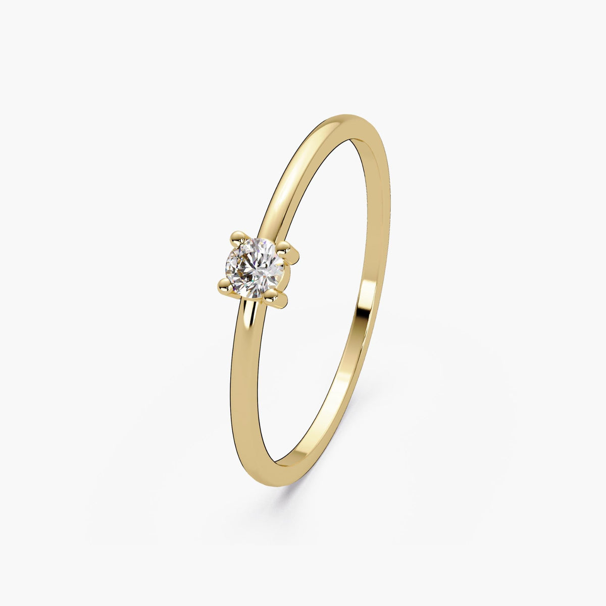 3.5 mm round natural diamond ring with 1.3 mm thin 14K gold band