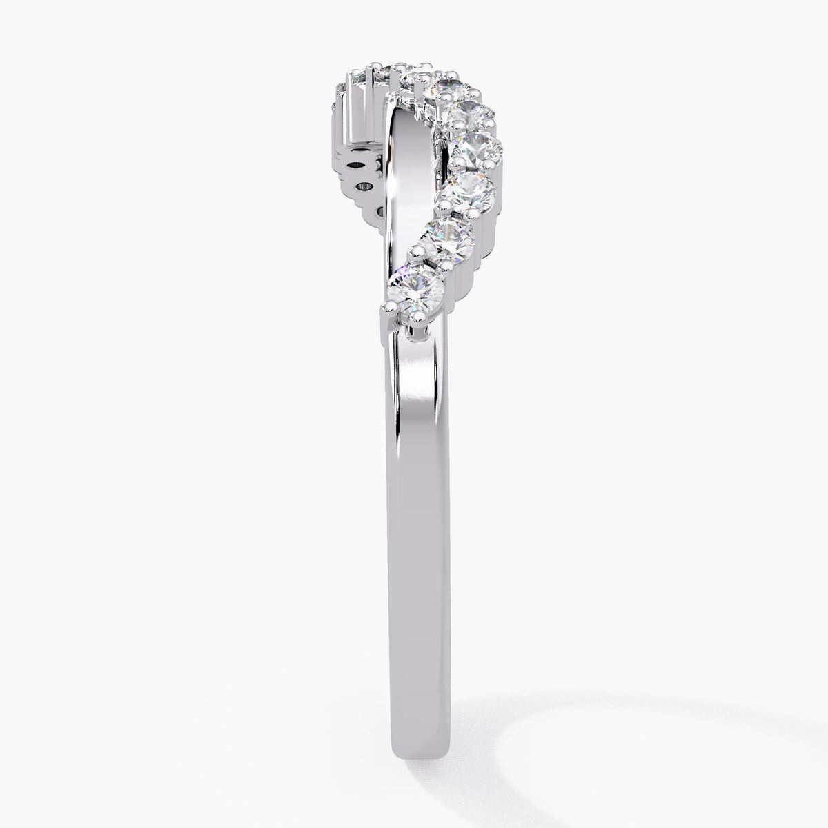 14K White Gold Curved Diamond Wedding Band with 0.20 CT Lab Grown Diamonds