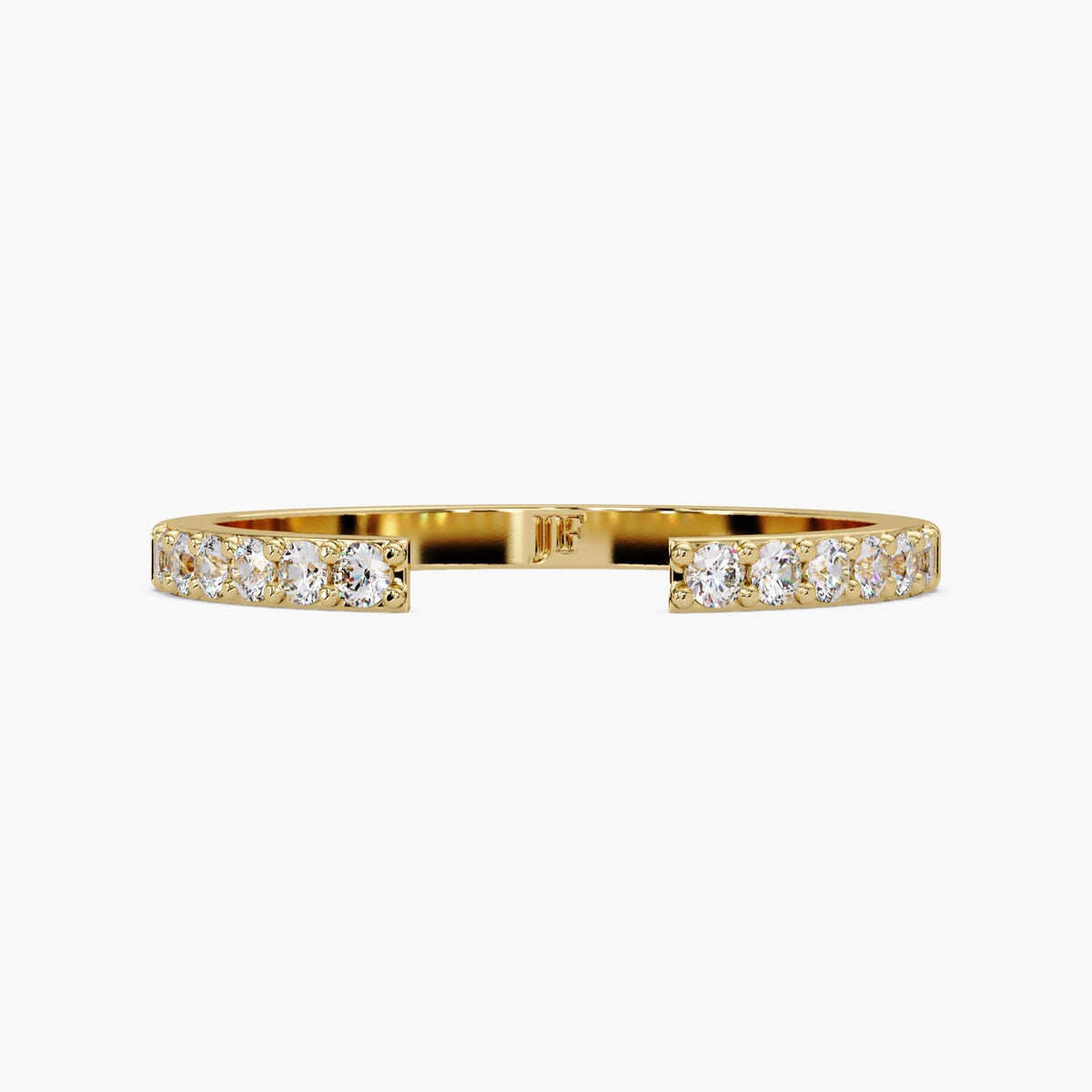 14K Solid Gold Open Gap Diamond Ring, 0.20 CT Lab Grown Diamond Open Cuff Ring, Stackable Wedding Band, Spacer Ring