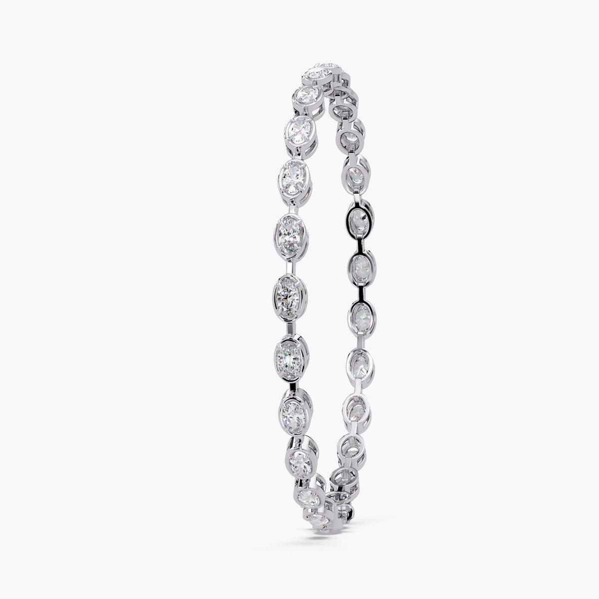 Oval Lab Grown Diamond Tennis Bracelet | Oval Diamond Bracelet | 14K Gold Tennis Bracelet | Half Bezel Bracelet
