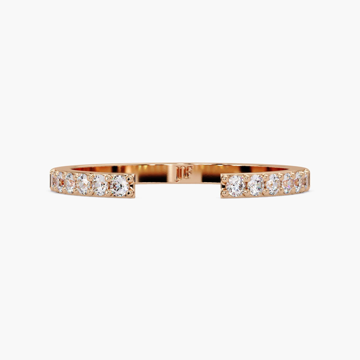 14K Solid Gold Open Gap Diamond Ring, 0.20 CT Lab Grown Diamond Open Cuff Ring, Stackable Wedding Band, Spacer Ring