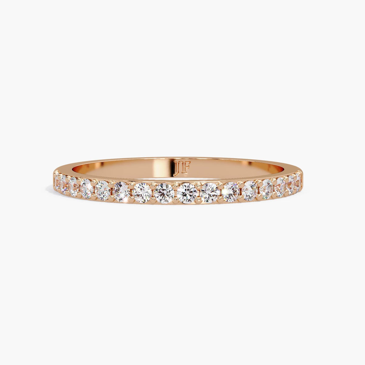 Rose Gold Diamond Band / Half Eternity Ring / Pavé Diamond Wedding Band / Thin Diamond Ring / Stackable Bridal Band