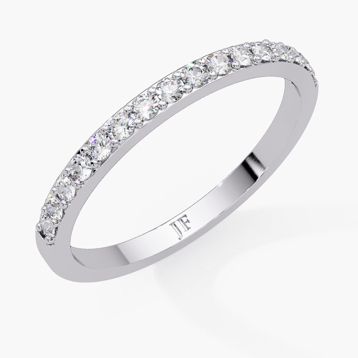 14K Diamond Wedding Band / Half Eternity Diamond Band / Bridal Wedding Ring / Stackable Diamond Ring / Round Diamond Band