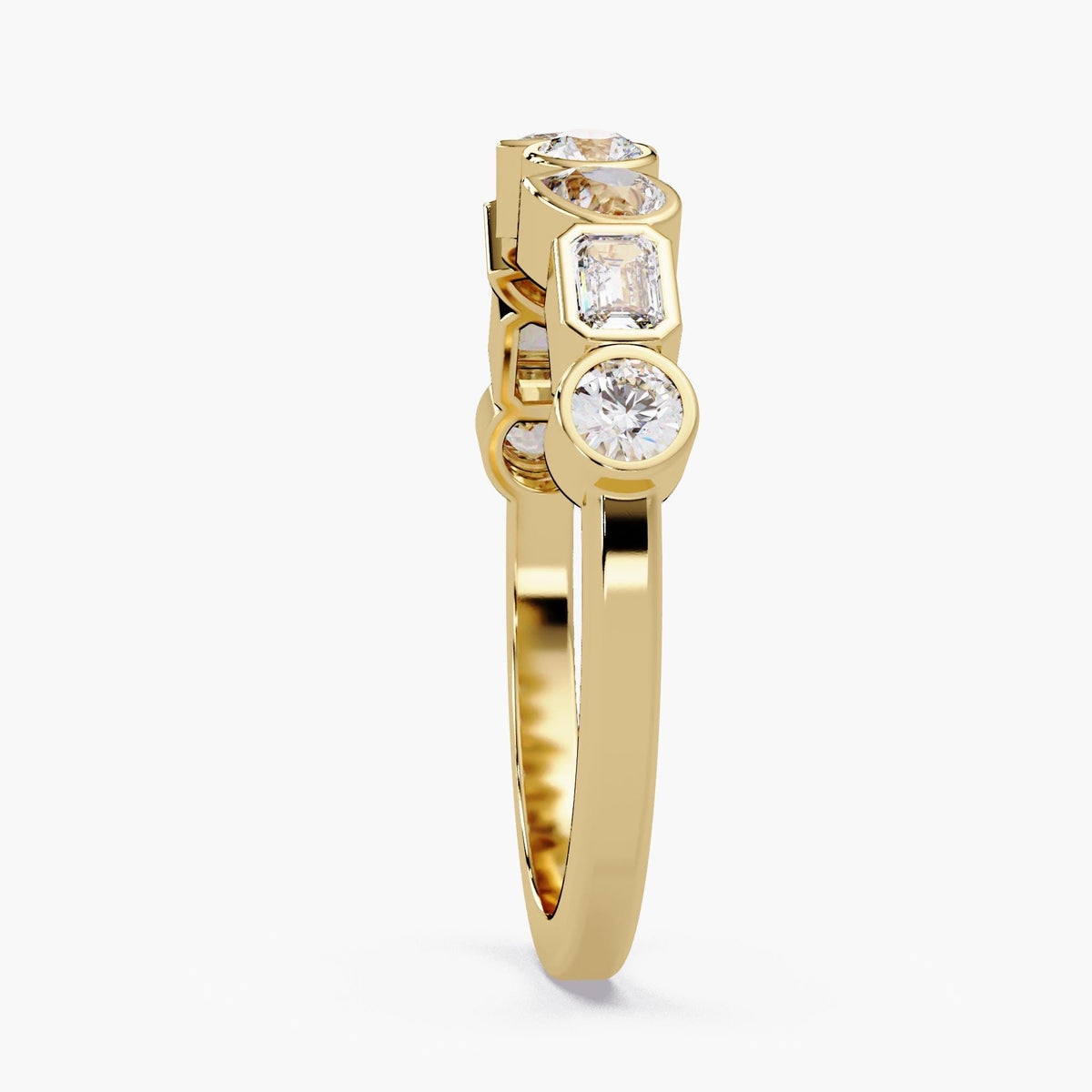 Bezel Set Diamond Ring / Mixed Shape Wedding Band / Lab Grown Diamond Ring / 14K Solid Gold Ring / Diamond Band