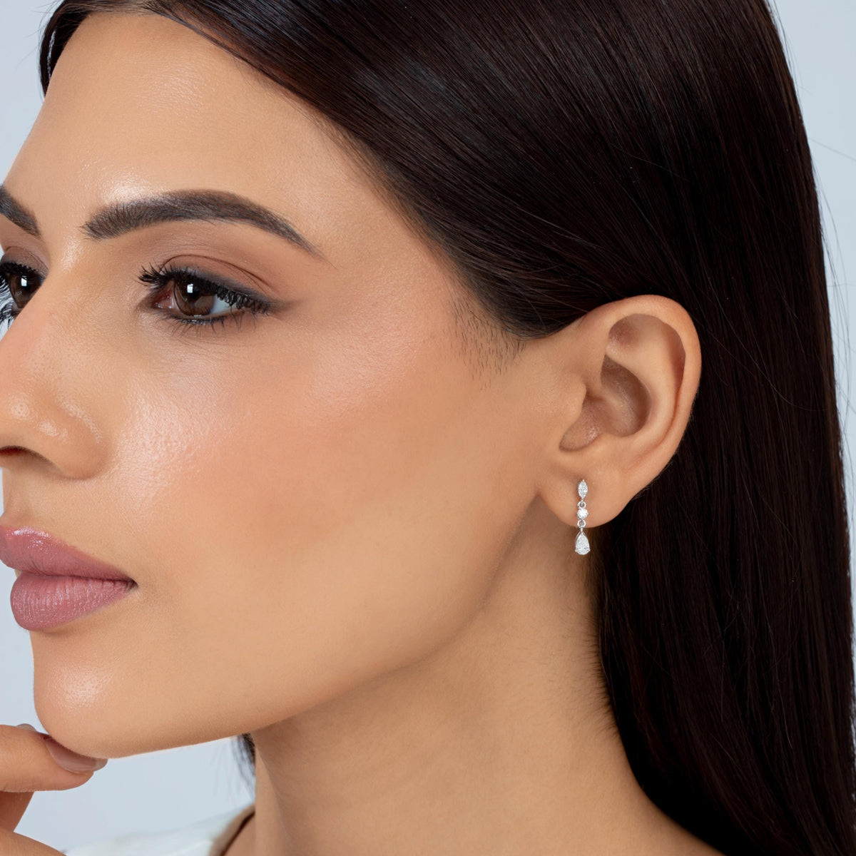 14K Gold Lab Diamond Line Drop Earrings, 0.55 Ctw Dainty Diamond Strand Earrings