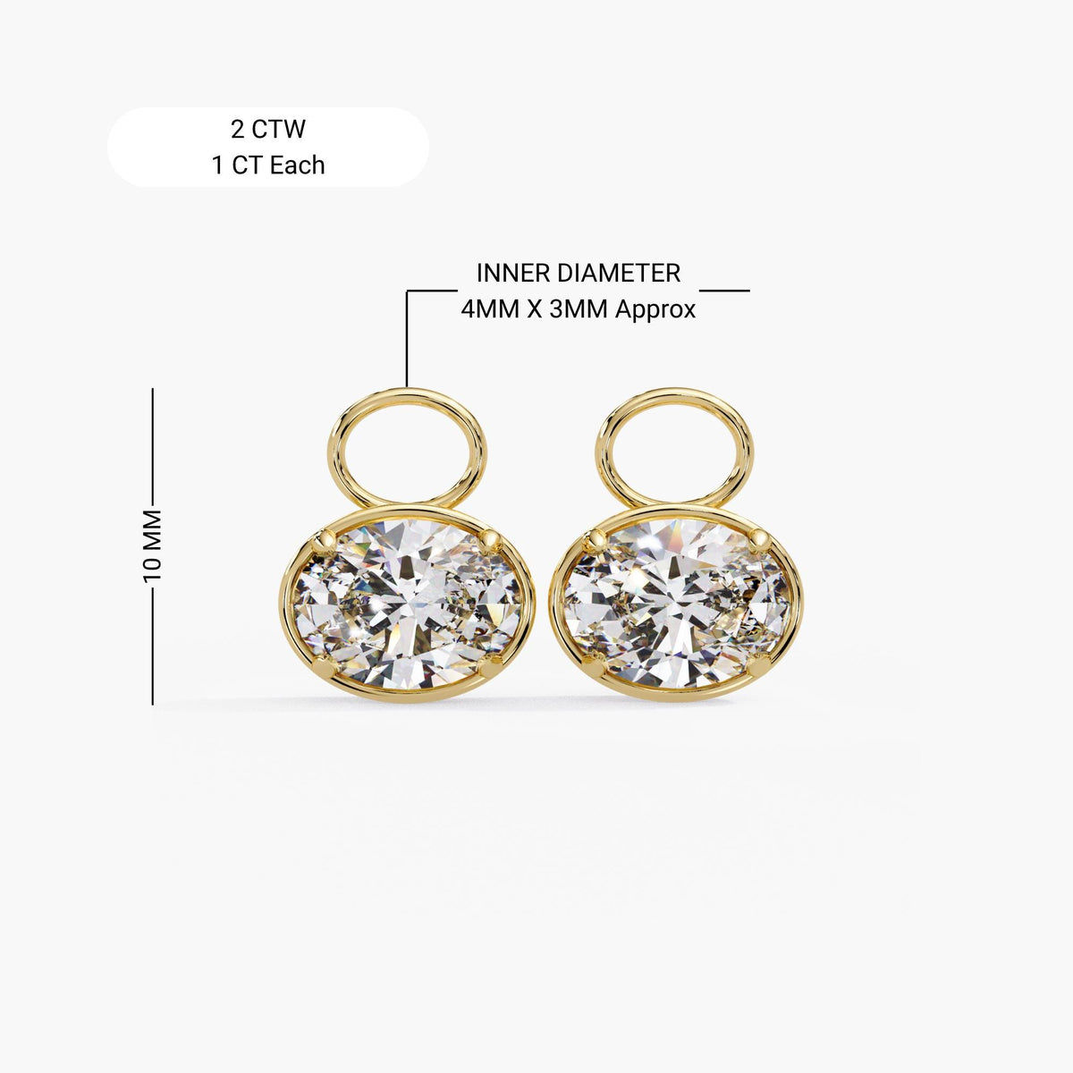 14k yellow gold Oval Lab Diamond Drop Earrings Charm / Hanging Diamond Charm / Diamond Charm Jewelry / Diamond Earrings Dangle / Dangle Earrings 14K / Solitaire Earring Charm / Lab Grown Dangling Diamond