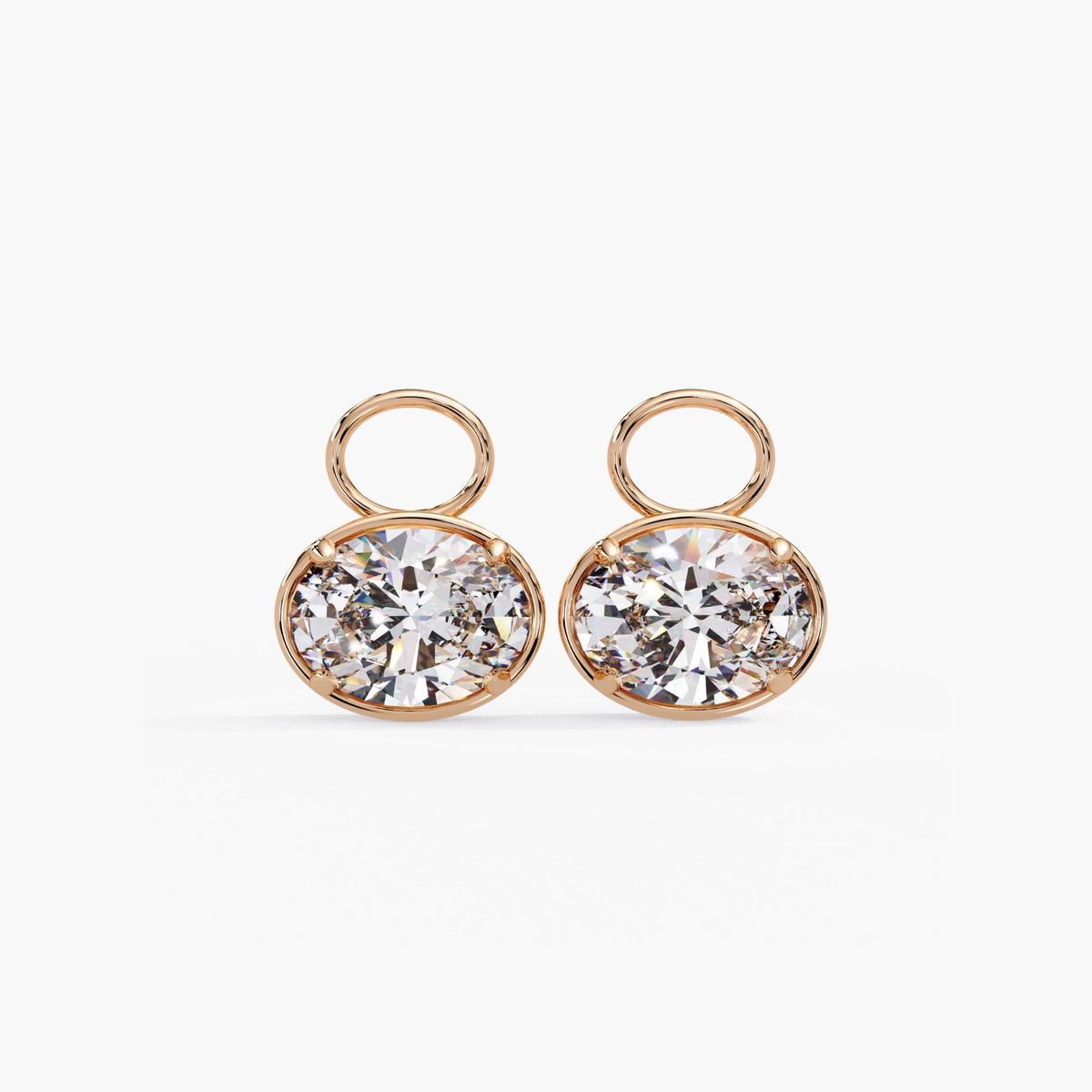 14k rose gold Oval Lab Diamond Drop Earrings Charm / Hanging Diamond Charm / Diamond Charm Jewelry / Diamond Earrings Dangle / Dangle Earrings 14K / Solitaire Earring Charm / Lab Grown Dangling Diamond
