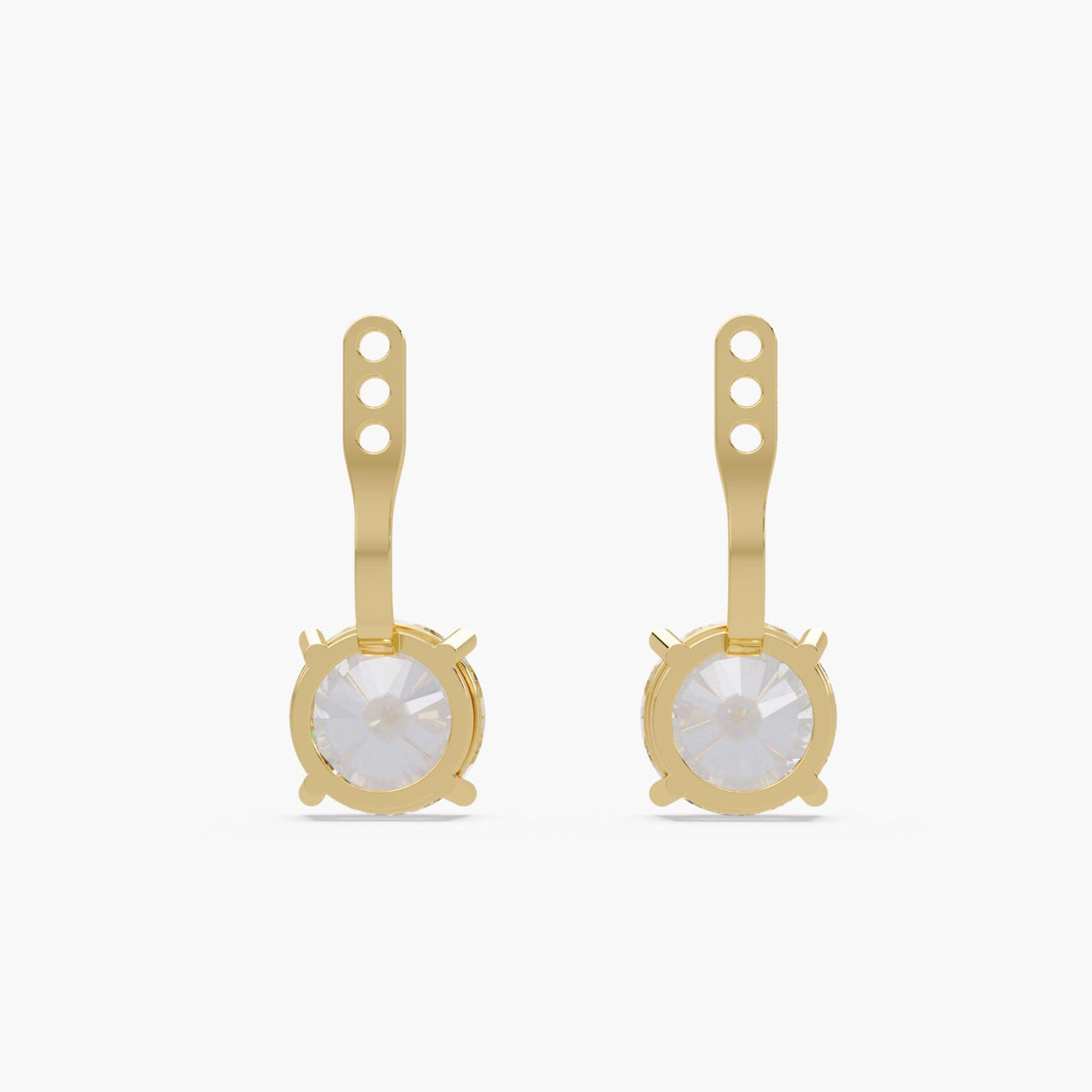 Transform your favorite stud earrings into diamond drop earrings with these adjustable 14K gold earring jackets, each featuring a round lab-grown diamond.