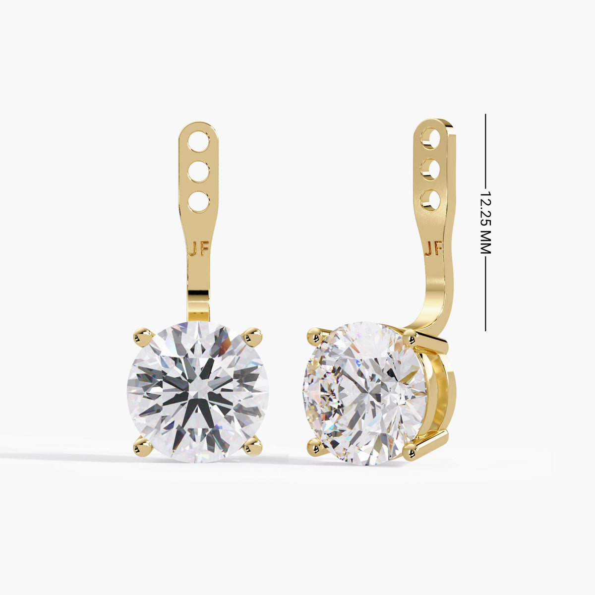 Transform your favorite stud earrings into diamond drop earrings with these adjustable 14K gold earring jackets, each featuring a round lab-grown diamond.