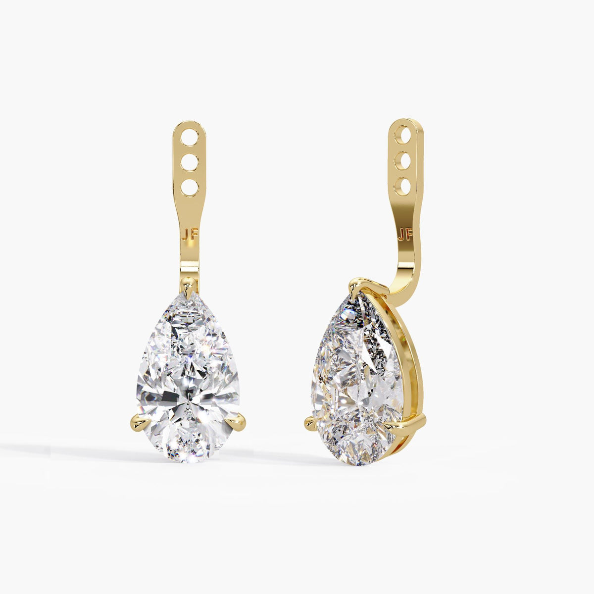 14K yellow gold Diamond Earring Jacket / Solitaire Earring Jacket / Lab Diamond Pear Jacket / Earring Jacket / Pear Earring Jacket / Only Jackets in Earrings / 14K Earring Jackets / Jacket Earring Solid Gold / Ear Jacket Diamond / Ear Jacket Lab Grown / Pear Diamond Jacket Earring Lab