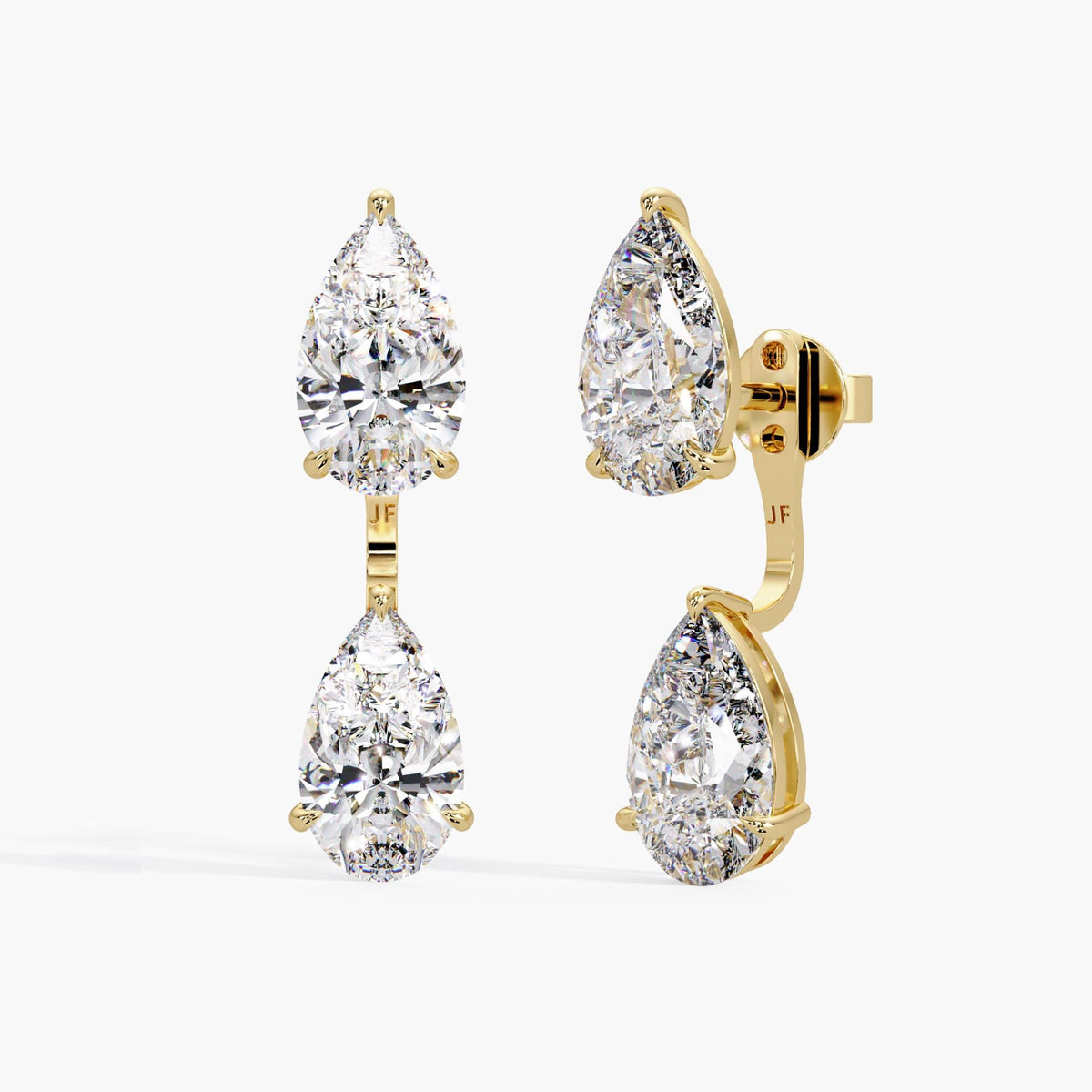 14K yellow gold Diamond Earring Jacket / Solitaire Earring Jacket / Lab Diamond Pear Jacket / Earring Jacket / Pear Earring Jacket / Only Jackets in Earrings / 14K Earring Jackets / Jacket Earring Solid Gold / Ear Jacket Diamond / Ear Jacket Lab Grown / Pear Diamond Jacket Earring Lab