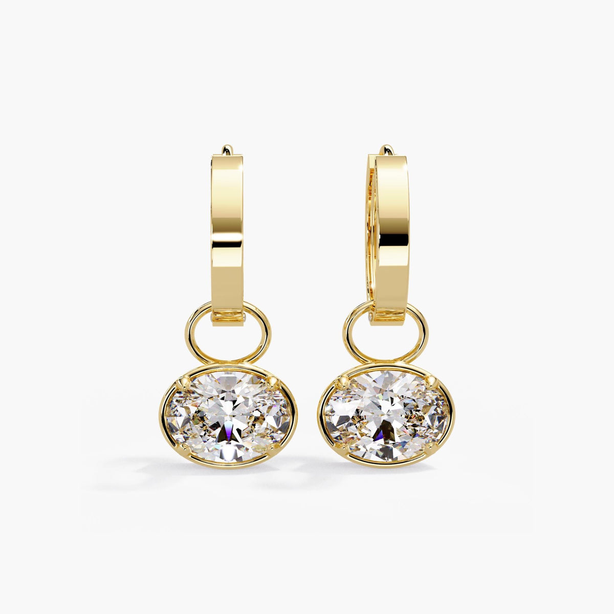14k yellow gold Oval Lab Diamond Drop Earrings Charm / Hanging Diamond Charm / Diamond Charm Jewelry / Diamond Earrings Dangle / Dangle Earrings 14K / Solitaire Earring Charm / Lab Grown Dangling Diamond