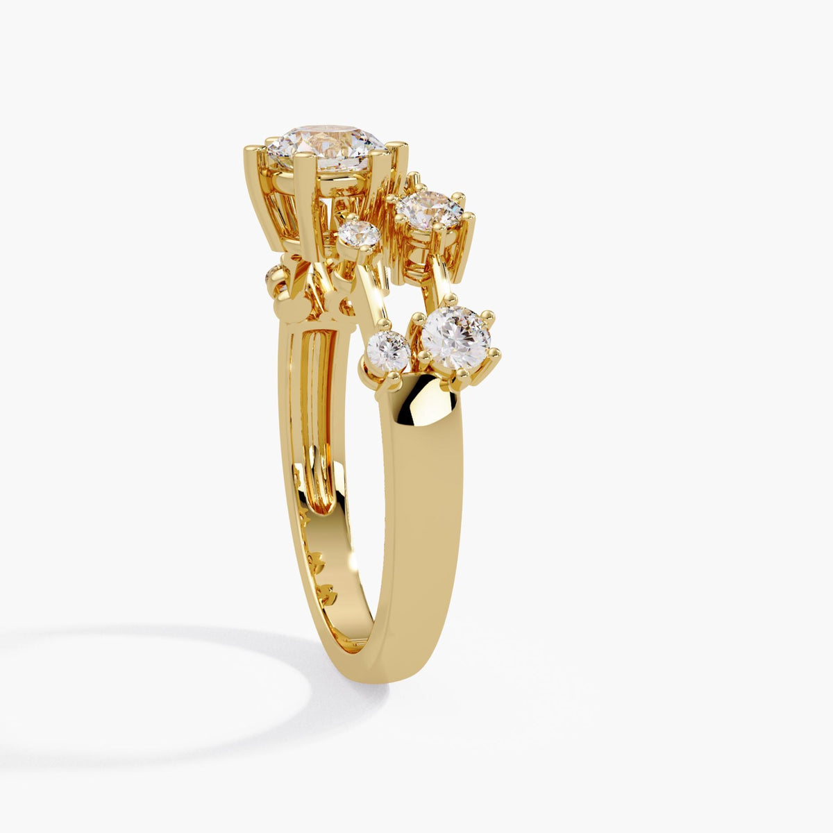 14k yellow gold Scattered ring / Gold band with scattered diamonds / Diamond cluster band / Unique diamond cluster ring / Confetti diamond ring / Diamond dot ring / Gold wedding with diamonds