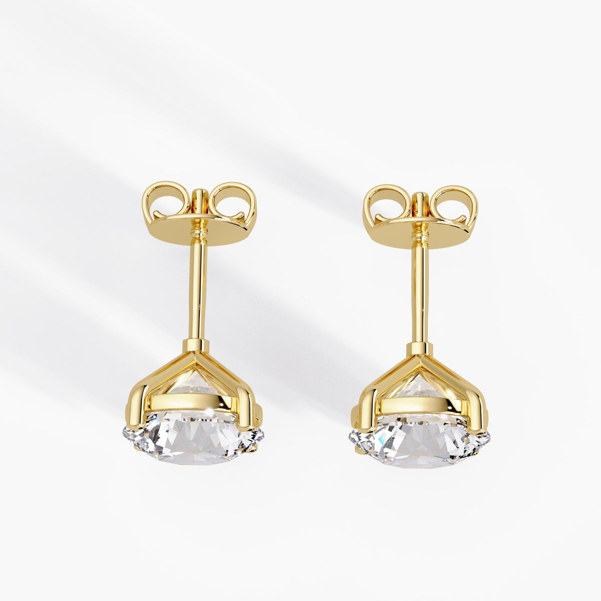 14K Yellow Gold Lab Grown Diamond Earrings Round / 4.00 Carat Studs / Lab Grown Diamond Stud Pair / Diamond Round Studs / Lab Diamond 2 Carat Stud / Diamond Studs 3ctw / Solitaire Earrings / Diamond Studs Sit Flat