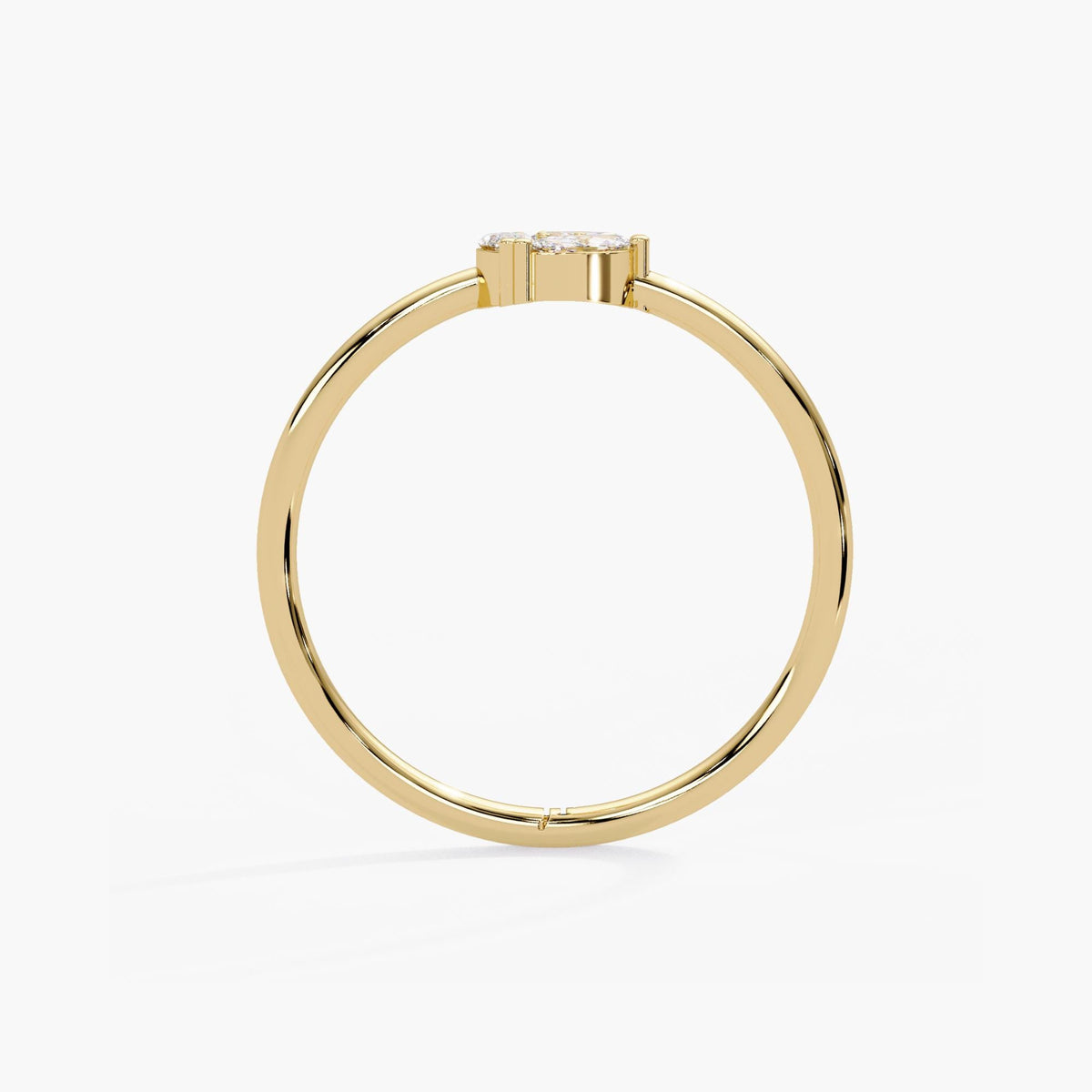 14k yellow gold circle cluster diamond ring with a smooth round wire band in a comfortable slim width.