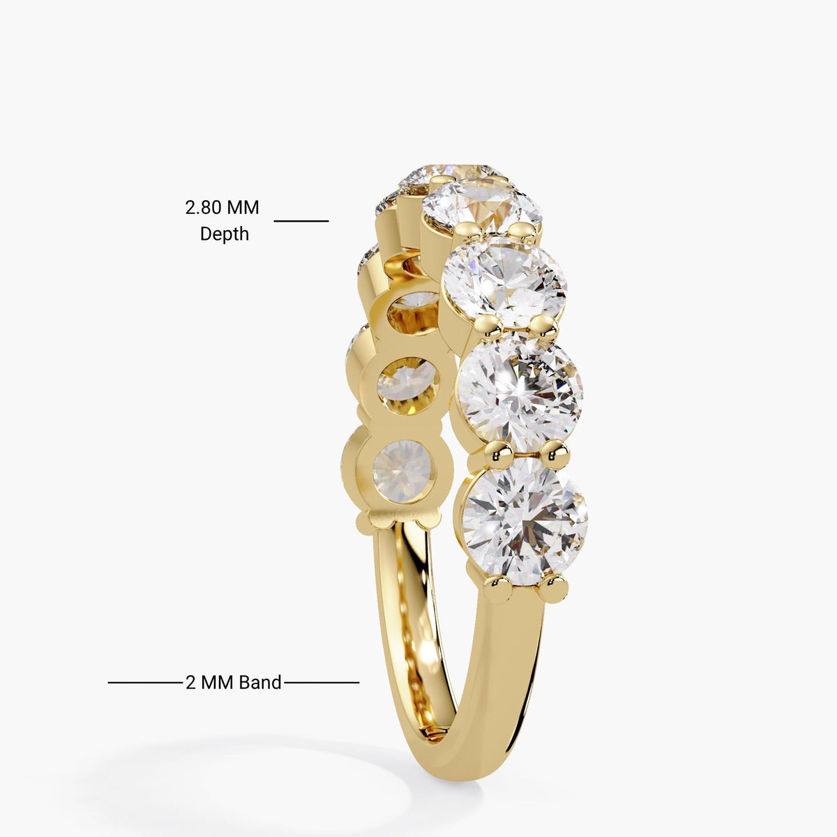 Shared prong lab diamond ring