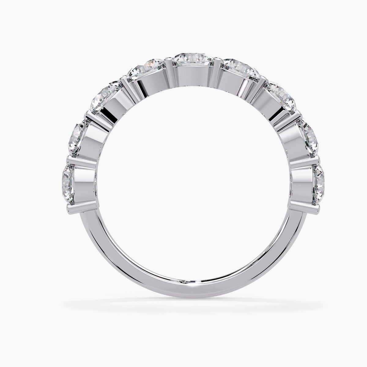 Low profile lab diamond half eternity band in white gold
